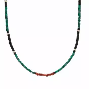 Ожерелье Mikia Heishi Bead Necklace, цвет Malachite & Jet