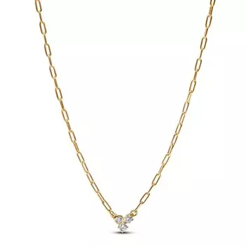 Ожерелье Pandora Era Lab-Grown Diamond Cluster Paperclip Chain Necklace, золото