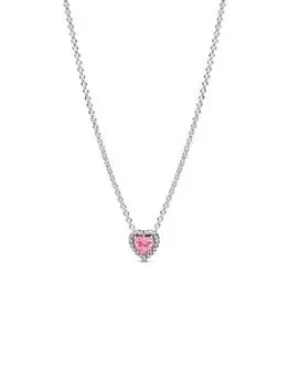 Ожерелье Pandora Pink Elevated Heart Necklace, стерлинговое серебро