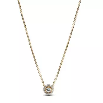 Ожерелье Round Pav Halo Pendant Pandora, покрытие - золото