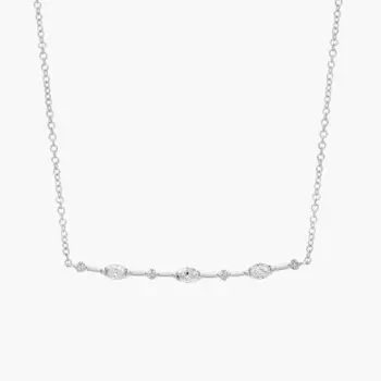 Ожерелье с чередующимися бриллиантами огранки «маркиз» и круглой огранки из белого золота 14 карат (1/3 карата). Blue Nile