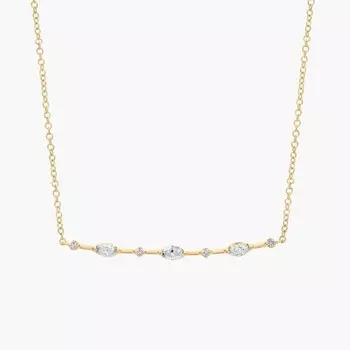 Ожерелье с чередующимися бриллиантами огранки «маркиз» и круглой огранки из желтого золота 14 карат (1/3 карата). Blue Nile