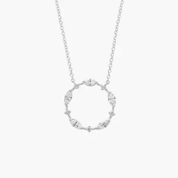 Ожерелье с чередующимися круглыми и маркизовыми бриллиантами из 14-каратного белого золота Blue Nile