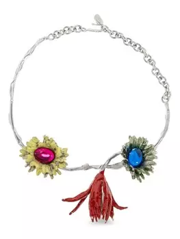 Ожерелье с цветочным кулоном Marni, серебряный