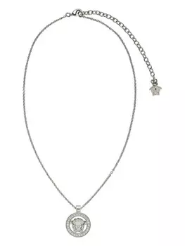 Ожерелье с головой Медузы, украшенное стразами Versace, серебряный
