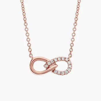 Ожерелье с миниатюрным разделенным бриллиантом в виде бесконечности из 14-каратного розового золота Blue Nile