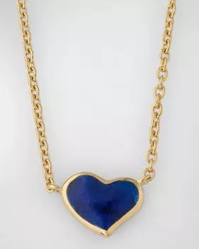 Ожерелье с подвеской в виде одного сердца Jan Leslie, цвет Lapis