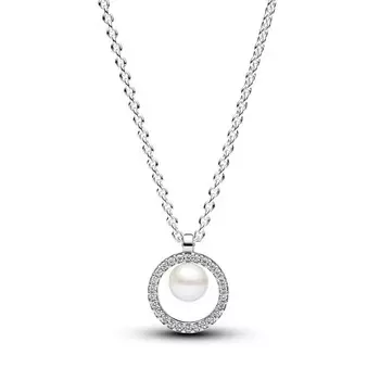 Ожерелье Treated Freshwater Cultured Pearl & Pav Collier Pandora, стерлинговое серебро