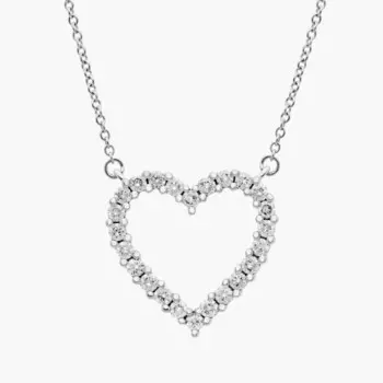 Ожерелье в форме сердца с бриллиантами из 14-каратного белого золота (1/2 карата) Blue Nile