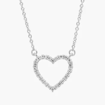 Ожерелье в форме сердца с бриллиантами из 14-каратного белого золота (1/6 карата) Blue Nile
