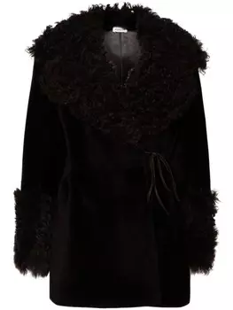 P.A.R.O.S.H. короткая шуба из овчины с завязками, коричневый