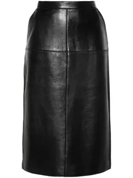 P.A.R.O.S.H. кожаная юбка миди, черный