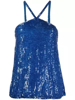 P.A.R.O.S.H. sequin halterneck cami top, синий