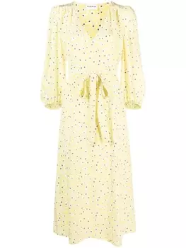 P.A.R.O.S.H. шелковое платье с запахом и цветочным принтом, желтый