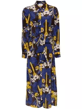 P.A.R.O.S.H. шелковое платье-рубашка с драпировкой, синий