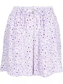 P.A.R.O.S.H. шелковые шорты с кулиской и цветочным принтом, белый