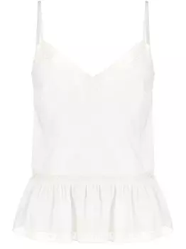 P.A.R.O.S.H. шелковый топ с кружевом, белый