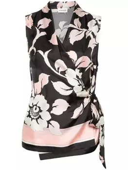 P.A.R.O.S.H. шелковый топ с цветочным принтом, черный