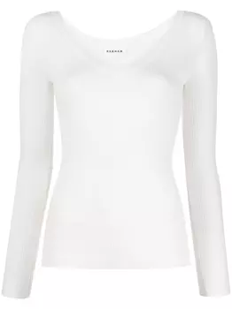 P.A.R.O.S.H. шерстяной джемпер в рубчик с V-образным вырезом, белый