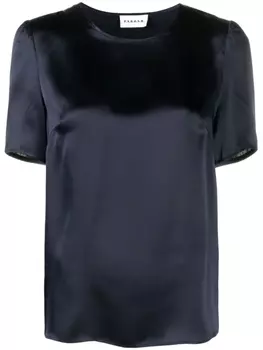 P.A.R.O.S.H. short-sleeve silk satin blouse, синий