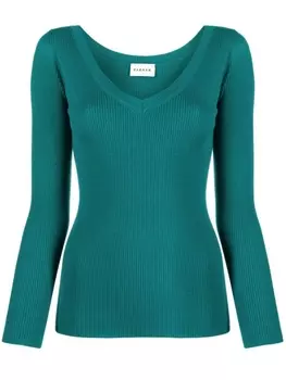 P.A.R.O.S.H. топ в рубчик с V-образным вырезом, зеленый