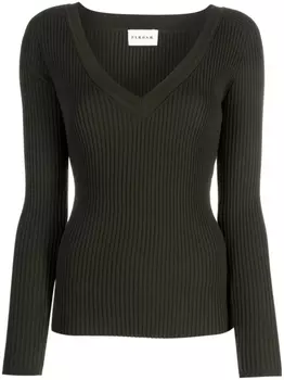 P.A.R.O.S.H. топ в рубчик с V-образным вырезом, зеленый