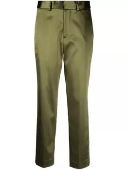 P.A.R.O.S.H. зауженные атласные брюки, зеленый