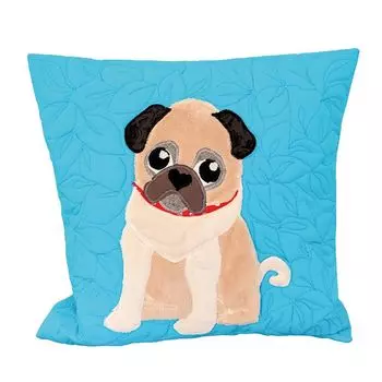 Пэчворк - детская наволочка - мопс - синий 42 х 42 см Handy Pets