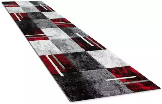 Paco Home дорожка "Diamond 663", прямоугольная, ковровая дорожка, короткий ворс, клетчатый узор, 3D-дизайн 80х300 см, красный/серый