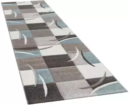 Paco Home дорожка "Lara 235", прямоугольная, ковровая дорожка, современный дизайн, пастельные тона, с контурным вырезом 80х300 см, бирюзовый