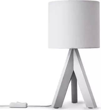 Paco Home Настольная лампа "BAJO CANVAS UNI COLOR", 1 лампочка, лампочка E14 | без лампочки, штатив из массива дерева, текстильный плафон из льна, 17 см, высота 35 см 17 см, Высота: 35 см, цвет wei wei