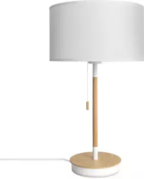 Paco Home Настольная лампа "EK CA UNI COLOR", лампа E27 | без лампочки, ночной с выключателем тканевый светильник винтажный скандинавский 28 см, Высота: 49 см, белый/белый