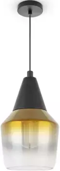 Paco Home Подвесной светильник "DIANA", лампа E27 | без лампочки, обеденный стол, потолочный светильник, стеклянный абажур, современный винтажный индустриальный E27 13,7 см, Высота: 21,1 см, черный