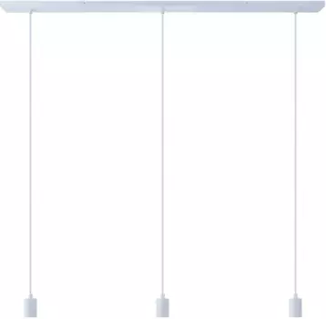 Paco Home Подвесной светильник "HUGO SQ L", 3 лампочки, лампа E27 | без лампы, устойчивый подвес светильника E27, текстильный кабель 1,5 м, 3 лампочки, ширина 120 см 4,4 см, Высота: 6,5 см, белый