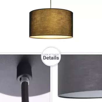 Paco Home Подвесной светильник "HUGO UNI COLOR", 1 лампочка, лампа E27 | без лампочки, потолочный светильник LED для гостиной и спальни, однотонный, декоративный E27 38 см, Высота: 21 см, черный