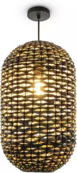 Paco Home подвесной светильник "KAGLONG", лампа E27 | без лампочки, под ротанг, подвесной светильник, корзина, подвесные светильники для гостиной, бохо, природа 30 см, Высота: 51 см, черный