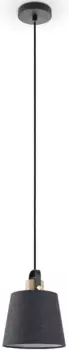 Paco Home Подвесной светильник "MARTA", лампа E27 | без лампочки, тканевый абажур для гостиной, столовая, E27, промышленный дизайн, кабель 1,5 м 20 см, Высота: 25 см, черный/серый