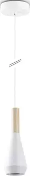 Paco Home Подвесной светильник "MORA", лампа GU10 | без лампочки, гостиная, столовая, маленький, современный, дерево, металл, воронкообразная форма GU10 9 см, Высота: 26 см, белый