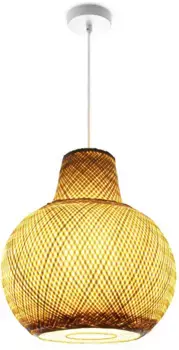 Paco Home Подвесной светильник "TOPU", лампа E27 | без лампочки, бамбуковая подвесная световая корзина в стиле бохо, деревенский стиль, натуральный обеденный E27 38 см, Высота: 42 см, цвет Holz