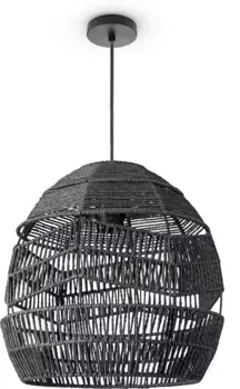 Paco Home Подвесной светильник "VILLA", лампа E27 | без лампочки, подвесной светильник в винтажном деревенском стиле, светодиодный, в стиле бохо, бумага E27 31 см, Высота: 30 см, черный