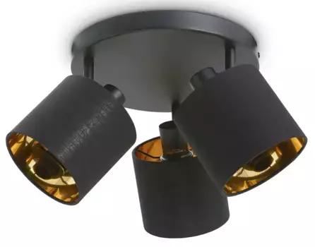 Paco Home Потолочный светильник "ANIKA", 3 лампочки, лампа E14 | без лампочки, можно использовать и как настенный светильник 12,2 см, Высота: 19 см, цвет Schwarz-Gold