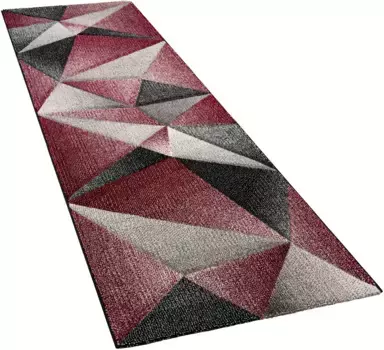 Paco Home runner "Smaragd 762", прямоугольный, короткий ворс, современный геометрический дизайн, гостиная, спальня 80х300 см, красный
