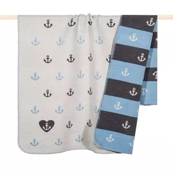 PAD детское мягкое одеяло матросский светло-серый 75 x 100 см смесовый хлопок морской цвет