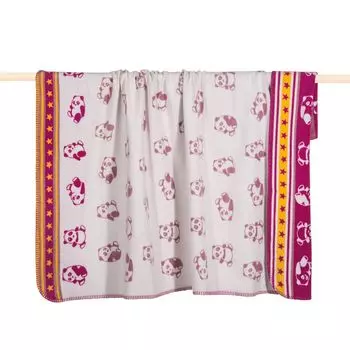 PAD детское одеяло PANDA розовый | Детский плед, мягкий плед с пандами | Хлопок | 2 размера, размер PAD: 75 x 100