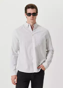 Pada бело-серая рубашка в полоску с рисунком AllSaints