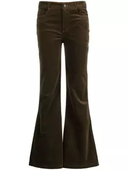 PAIGE расклешенные вельветовые брюки с нашивкой-логотипом, зеленый