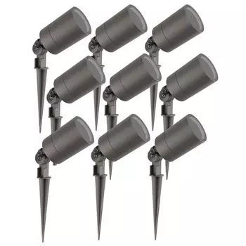 Пакет Ledvion из 9 светодиодных садовых прожекторов, антрацит, IP65, 5 Вт, розетка GU10, кабель 2 метра, светодиодные прожекторы, светодиодные садовые прожекторы для наружного использования, серый