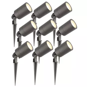 Пакет Ledvion из 9 светодиодных садовых прожекторов, антрацит, IP65, 5 Вт, 2700K, кабель 2 метра, светодиодные прожекторы, светодиодные садовые прожекторы для наружного использования, серый