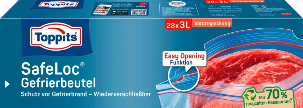Пакеты для заморозки 3 л с двойной застежкой 28 шт. Toppits