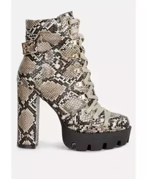 Пальметто ботинки до щиколотки из змеиной кожи London Rag, коричневый/бежевый